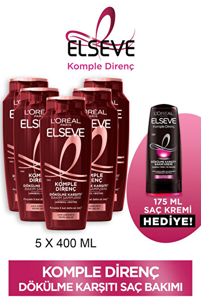 ELSEVE 5'li 400ml Komple Direnç Dökülme Karşıtı Şampuan + 175ml Saç Kremi Seti