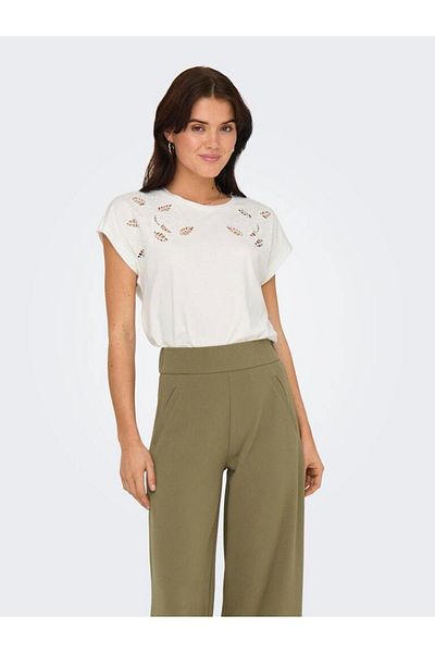 ONLY Jdyrose S/S O-Neck Emb Top Jrs