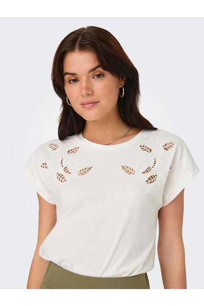 ONLY Jdyrose S/S O-Neck Emb Top Jrs