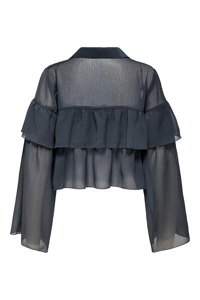 ONLY Onlsuzzi L/S Frill Tie Top Ox Wvn Shoes