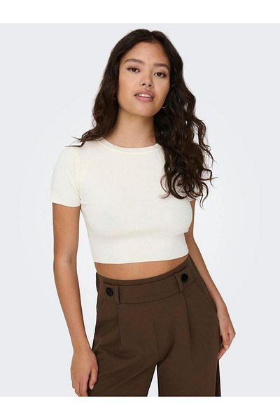 ONLY Jdycirkelinebrief S/S Crop Top Knt Noos