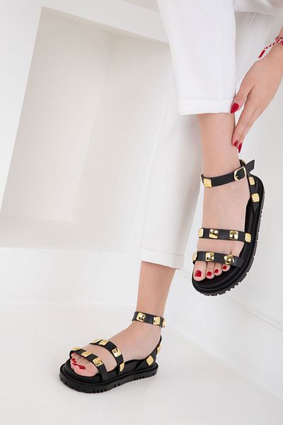SOHO Black-Gold Women's Sandals 20493