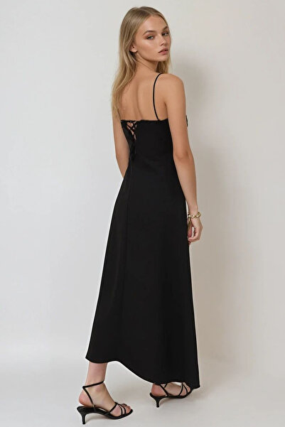 Trend Alaçatı Stili Rochie Arobin neagră pentru femei, cu bretele reglabile, ...