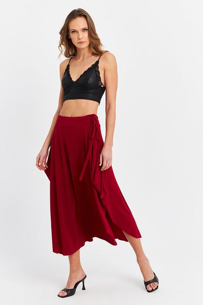 Cool & Sexy Women's Burgundy Asymmetrical Skirt Lv52
