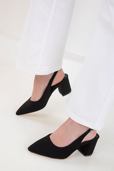 SOHO Black Suede Women's Classic Heeled Shoes 20371