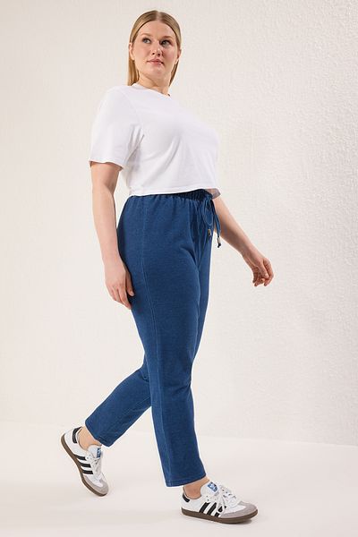 Trendyol Curve Navy Blue Elastic Waist Knitted Pants Tbbss25Ar00022