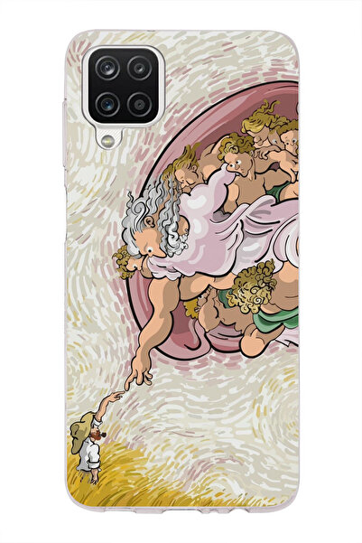 moonset Samsung Galaxy A12/M12 Uyumlu Van Gogh Tasarımlı Baskılı Şeffaf Telef...