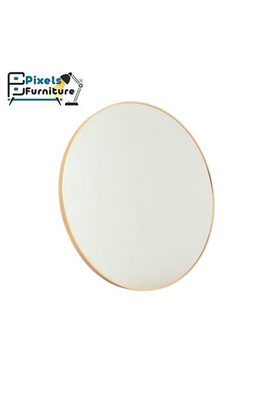 PixelsFurniture Pixel Furniture Aluminum Metal Frame Round Wall Mirror for Living Room, Entryway, Dressing Table, Bathroom