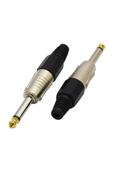 Koodmax 20 Adet - 6.35 mm Mono Erkek Fiş Lehim Tipi Jack Konnektörü – Altın Uçlu