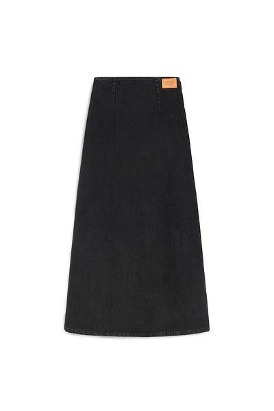 praye Cross Cut Denim Skirt Anthracite