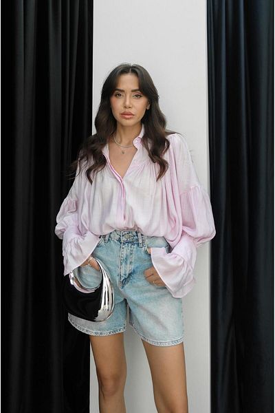 Havoş Powder Pink Shirring and Sleeve Detailed Shirt