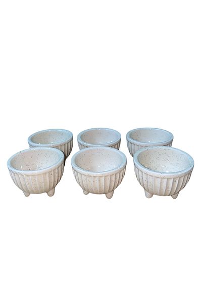 RED SERAMİK Red Ceramic Viva Collection 6 Piece Turkish Delight Bowl-Sauce Bowl Silvery Beige