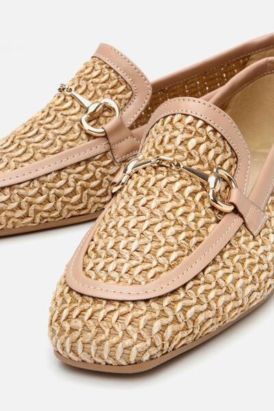 Yaya by Hotiç Kadın Bej Hasır Detaylı Tokalı Loafer