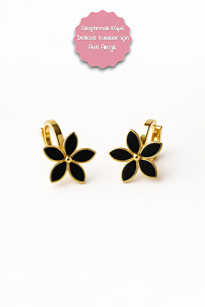 MakeWell Deliksiz Küpe Kulağı Delik Olmayanlar için Küpe Çiçek Tasarımlı Deli...