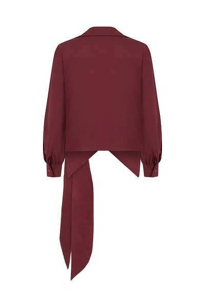 praye Tie-Up Asymmetrical Shirt Claret Red