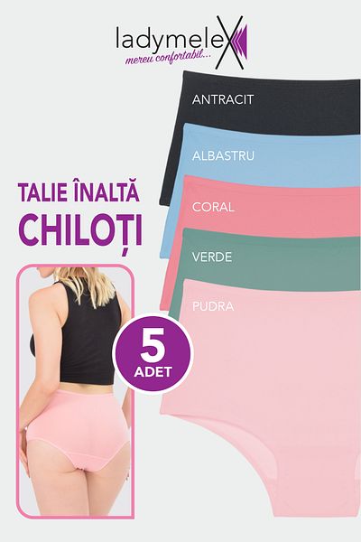 LadyMelex Chiloți pentru femei, slip cu talie înaltă, culori mixte (S-M-L-XL-2XL-3XL) Chiloți moale din bumbac elastic