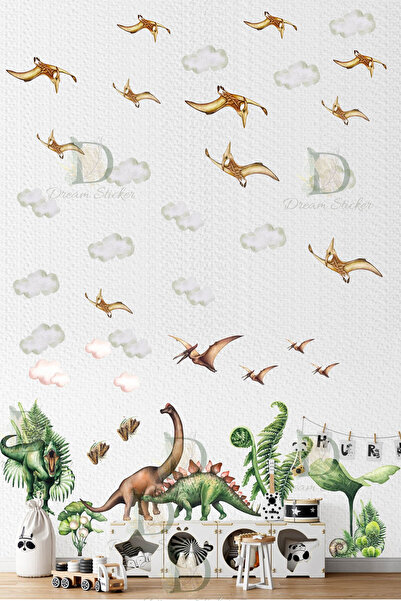 KT Decor Set de autocolante Mega pentru camera copiilor din Dinozaur World Wi...