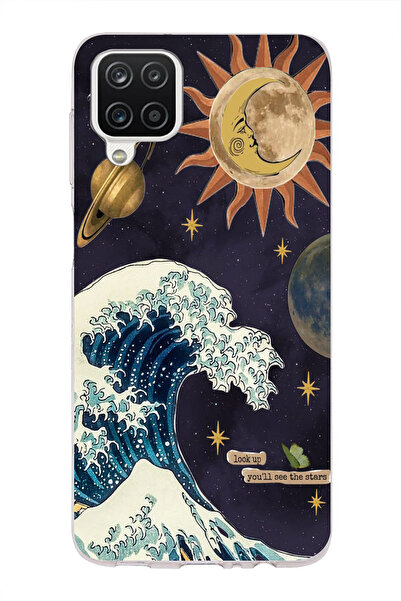 moonset Samsung Galaxy A22 / M22 / M32 Uyumlu Dalga ve Güneş Tasarımlı Baskıl...