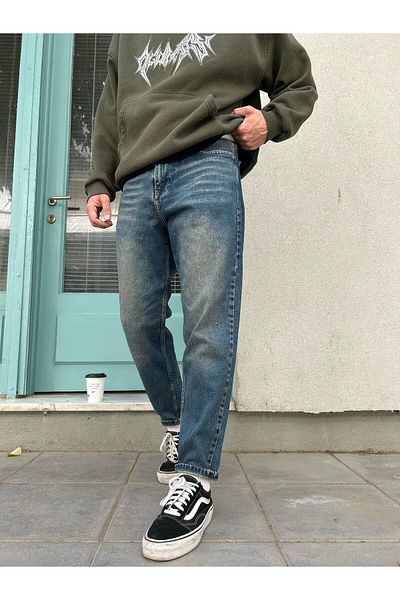 XPUPPETWEAR Μπλε ταλαιπωρημένο εφέ Boyfriend Jean