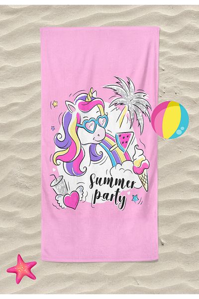 Erays Home Unicorn Ice Cream Summer Patterned Beach Towel Girl's Beach Towel