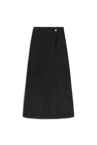 praye Cross Cut Denim Skirt Anthracite