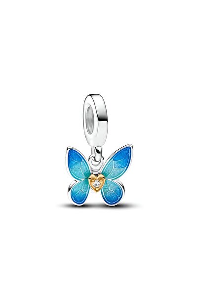 Lux Design 925 Ayar Gümüş Mavi Kelebek Kanat Charm