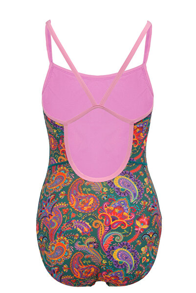 Slazenger Thinstrap Kadın Yüzücü Yeşil / Pembe Mayo