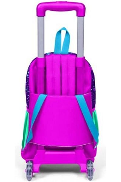 STOREMAX Ntwork High Lighted Wheeled Cute Cats Rickshaw School & Travel Bag Girls Purple