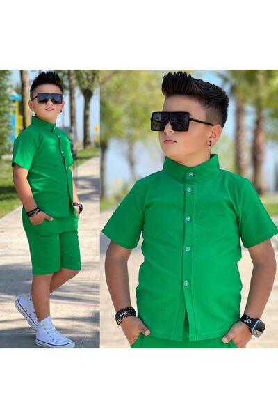 KOKOŞ BEBEK Men's Suit with Linen Shorts (1 Size Can Be Chosen Larger) |   Between 7/16 Years