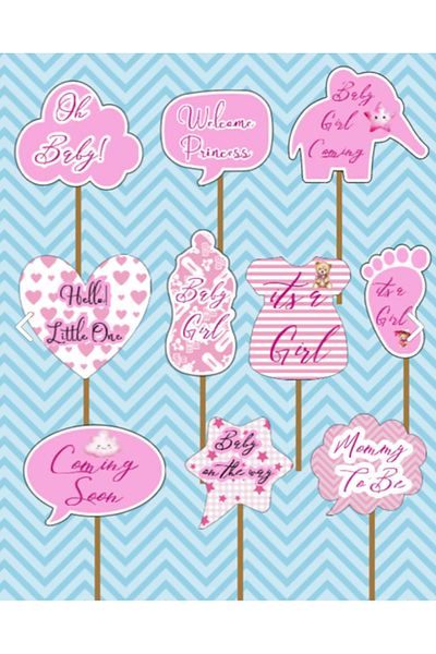 Hiras Dizayn 10 Pcs Large Size Pink Baby Girl and Gender Party Speech Balloon