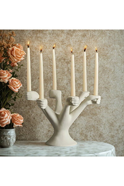 İki Cadı Tasarım 6 Kollu El Şamdan