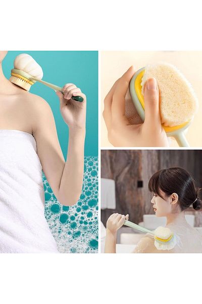 STOREMAX Mu-Artshop 2 in 1 Double Sided Long Handle Brush Bath Body Back Brush Ban