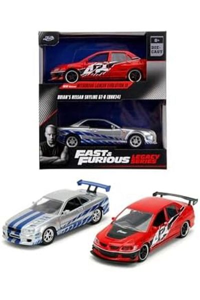 STOREMAX Jvnnastore Toys - Fast and Furious Cars (Set of 2) - Mitsubishi Lancer Evolution Ix & Brian's Ni