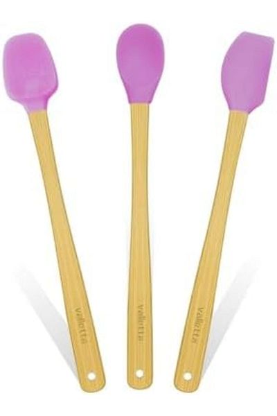 STOREMAX Bystoreby Indigo 3-Piece Pink Bamboo Silicone Spatula Set Long 26 cm Vlt1508 Newdesing 646268