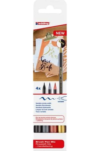 STOREMAX Sellbuystore 1340 Brush Tip Felt Tip Pen, Set of 4 Bright Colors, Flexible Brush Tip 1053513
