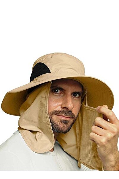 Generic Bucket Hat ,Fishing Hat ,Outdoor Sun Protection Hats Sun hat Neck protection bucket hat Khaki