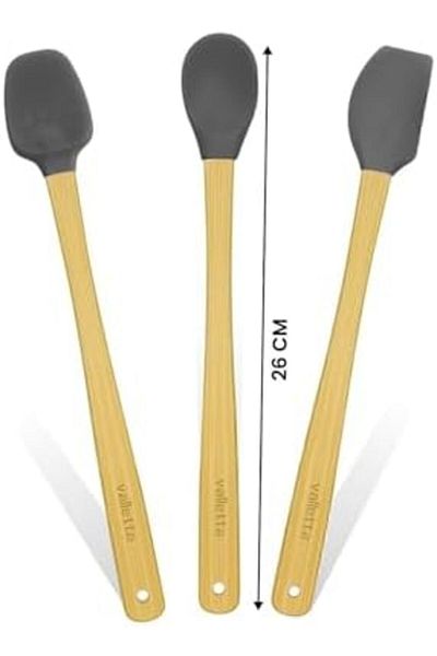 STOREMAX Sellbuystore Indigo 3-Piece Gray Bamboo Silicone Spatula Set Long 26 cm Vlt1504 1053513
