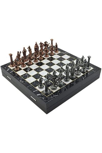 STOREMAX Svticaret Large Size Metal English Chess Tk. Mdf Board with Antique and Marble Pattern Storage Box(36