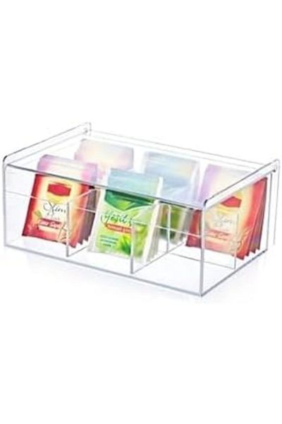 STOREMAX Bystoreby Tea Box with Lid 6 Compartments Rectangular Herbal Tea and Coffee Box Newdesing 646268