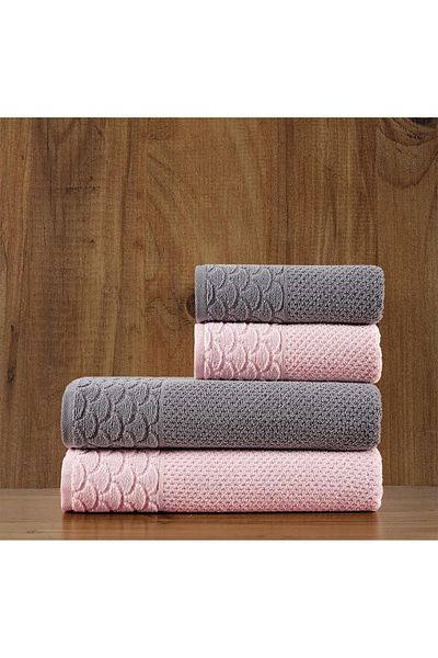 STOREMAX Muartshop. |   Alana |   Extra Soft Cotton Rice Knitted 4-Piece Towel Set Gray - Powder 871301