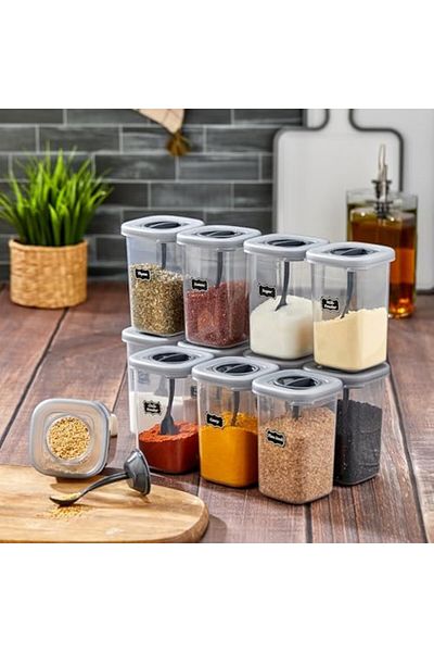 STOREMAX Ysstorex 12Pcs 450ml Spice Jar Set with Lockable Lid and Self-Spoon 450ml - 55 Pieces