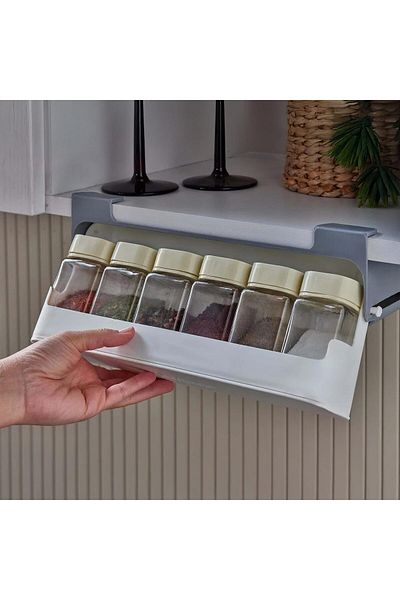 STOREMAX Sellbuystore under Shelf 6-Piece Spice Rack, Spice Organizer That Fits under the Shelf Without Taking up Space 1053