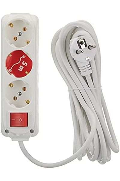 STOREMAX Bystoreby 512.005.007 3-Plus Switched Grounded Socket, White, 5m Newdesing 646268