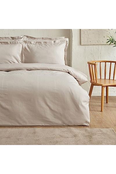 STOREMAX Bystoreby Home Uniq 100% Cotton Satin Double Duvet Cover Set Beige Newdesing 646268