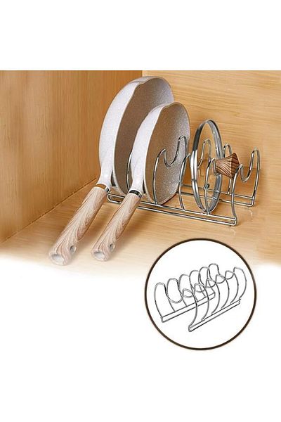 STOREMAX Ntwork 2-Piece Pan and Pot Lid Organizer Kitchen Cabinet and Drawer Organizer 5 Compartments Matte