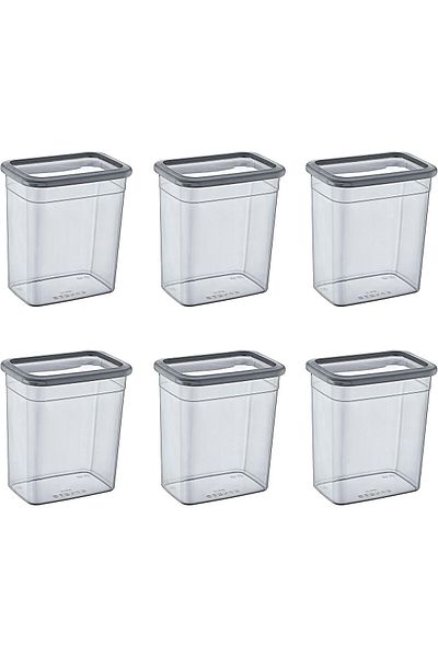 STOREMAX Ntwork Set of 6 Skali Rectangular Storage Container Anthracite 2350 ml - Anthracite, Multi-Purpose Storage