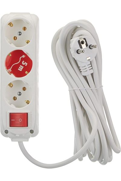 STOREMAX Bystoreby 512.005.007 3-Plus Switched Grounded Socket, White, 5m Newdesing 646268
