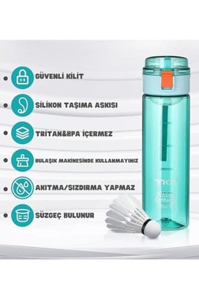 STOREMAX 550ml Strawless Comfortable Drinking Lockable Lid Tritan Water Bottle with Carrying Handle (Turquoise