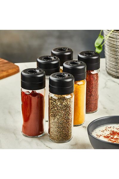 STOREMAX Bystoreby Life 6 Pieces 245 ml Swivel Lid Glass Spice Rack Set Mit1085 Newdesing 646268