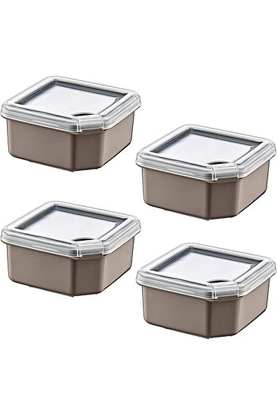 MCreative Smartware 4-Piece Q-Box Storage Container Terra 350 ml - Beige, Multi-Purpose Storage Container